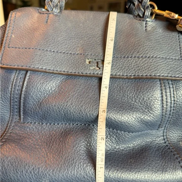 Tory Burch Navy Half Moon Satchel - Picture 9 of 15